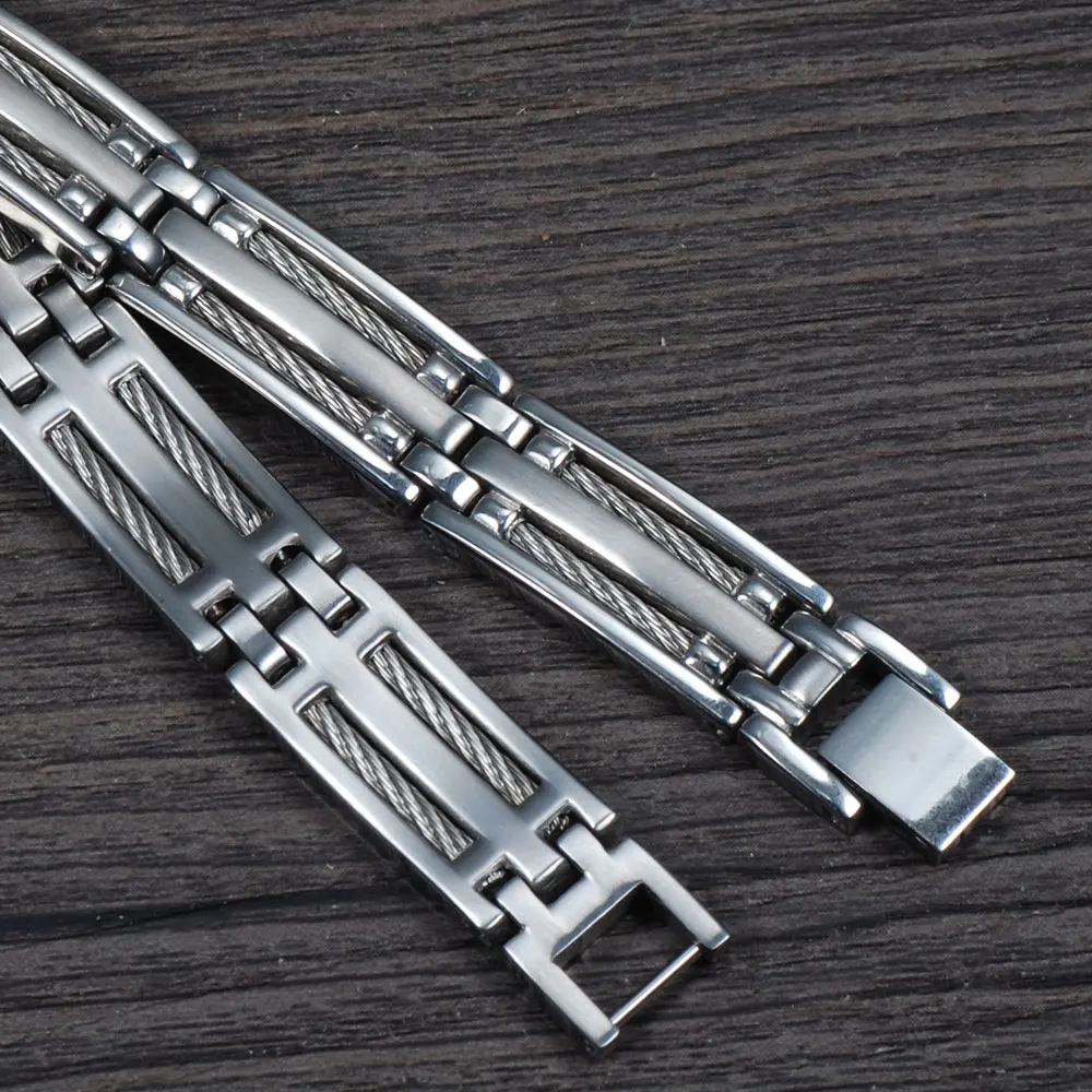 Wollet Jewelry нержавеющая сталь браслет для мужчин серебряный цвет мода 21,5 см