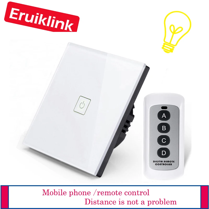 

Eruiklink EU Standard, Kristall Glas-Panel, EU standard, AC110 ~ 250 v, wand Licht Remote Remote Control Switch + Led-anzeige,