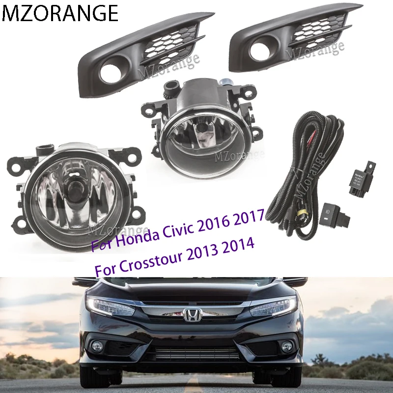 

Fog Lamp Assembly Front Fog Light Lamp For Honda Civic 2016-2017 for Crosstour 2013 2014 Fog Light Kit Clear Lens Super Bright