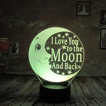 

Baby Kids bedroom bedside night light Moon 3d night light 7 color gradient illusion touch remote LED birthday gift table lamp