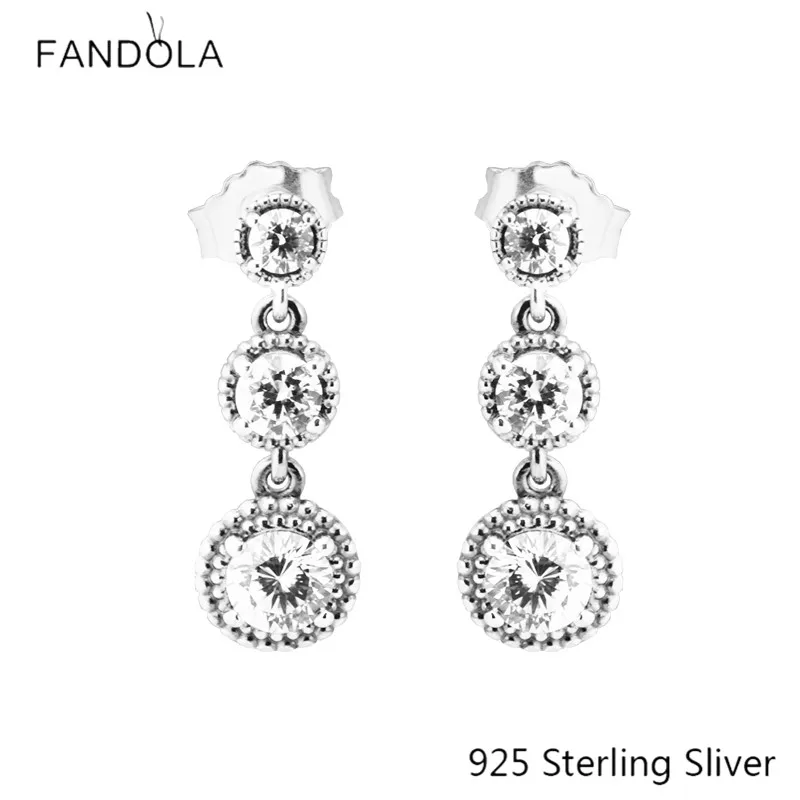 

925 Sterling Silver Eternal Elegance Stud Earring Fits for European Style Special Earring Gift Cubic Zirconia pendientes mujer