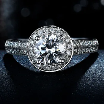 

1 Carat 18K White Gold Moissanite Diamond Ring Luxury Round Classic Women Wedding Party Engagement Anniversary Ring 1 Ct