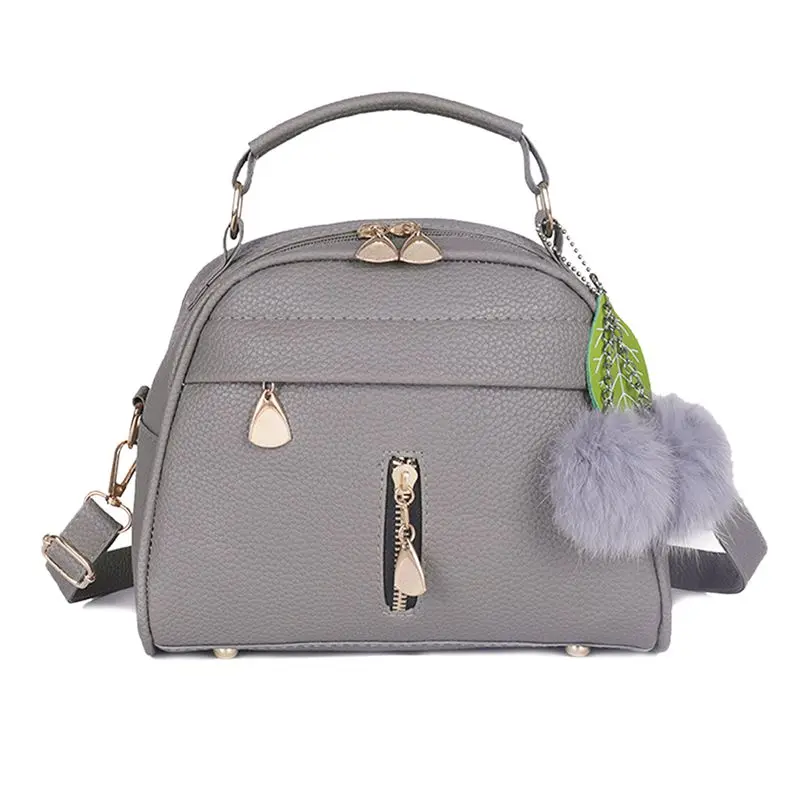 Стильная дамская сумочка из искусственной кожи милые мини-сумки через плечо с шариком игрушки Bolsa женские вечерние сумки для покупок - Цвет: grey