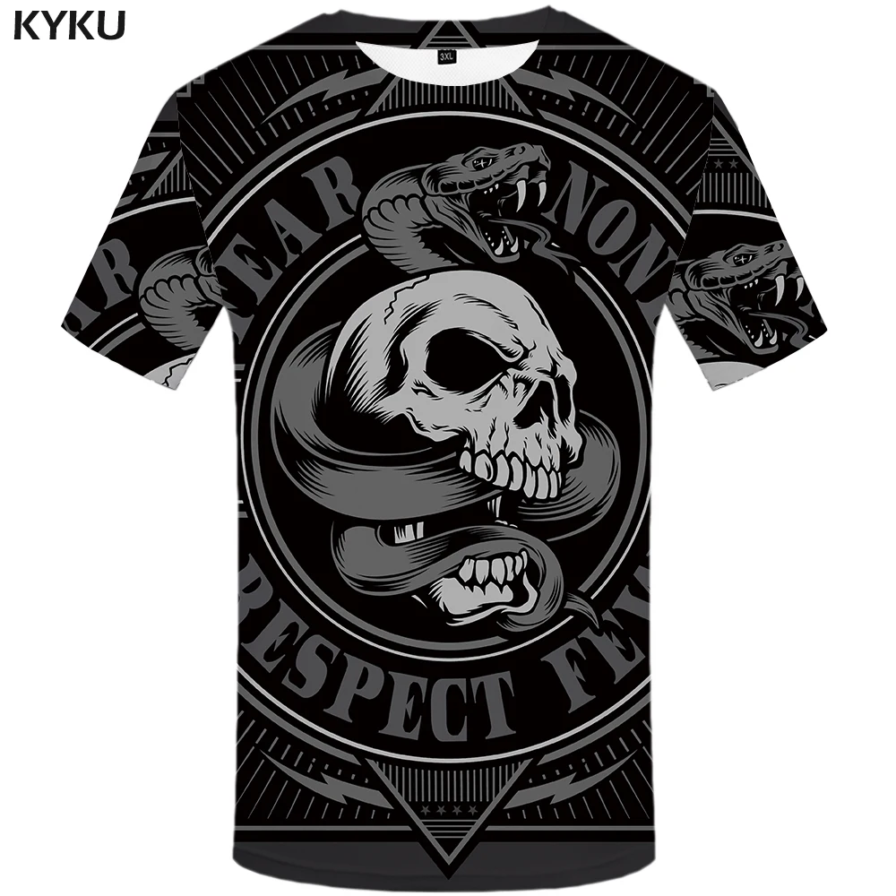 KYKU Animal T Shirt Men Black Skull 