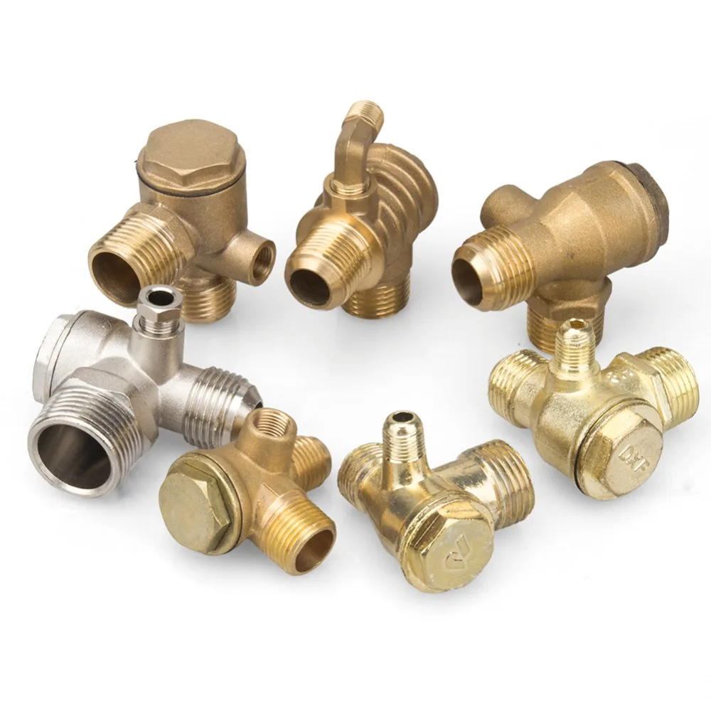 1Pcs 3 Port Check Valve Brass Internal/Male Thread Return Valve/Check Valve Connector Tool For Air Compressor High Hardness
