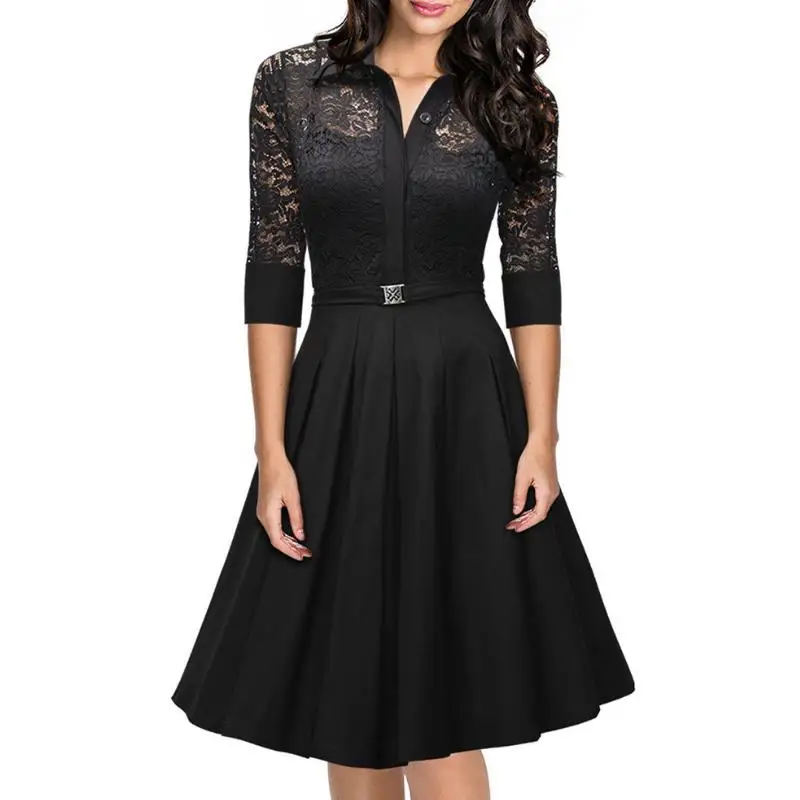 ENLU Ladies Lace Sexy Long Dresses Uk Full Sleeve New Arrival Winter