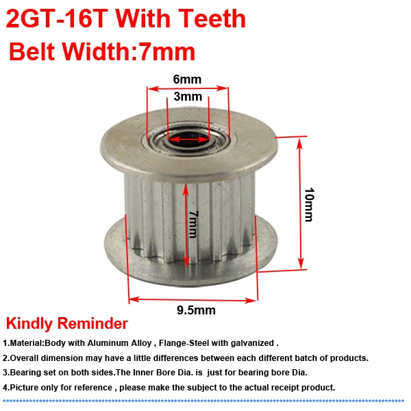 LUPULLEY 2 шт. GT2 16T Натяжной зубчатый шкив с подшипником 3 мм диаметр зубчатого колеса с зубьями для GT2 6 мм ремень алюминиевый сплав