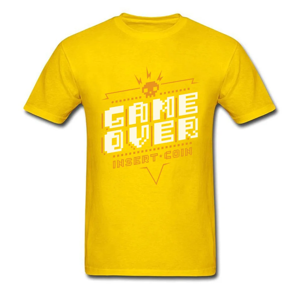Game Over T Shirts Fitted Short Sleeve Geek 100% Cotton Fabric O-Neck Men Tops & Tees Printed T-shirts Summer Free Shipping Game Over yellow