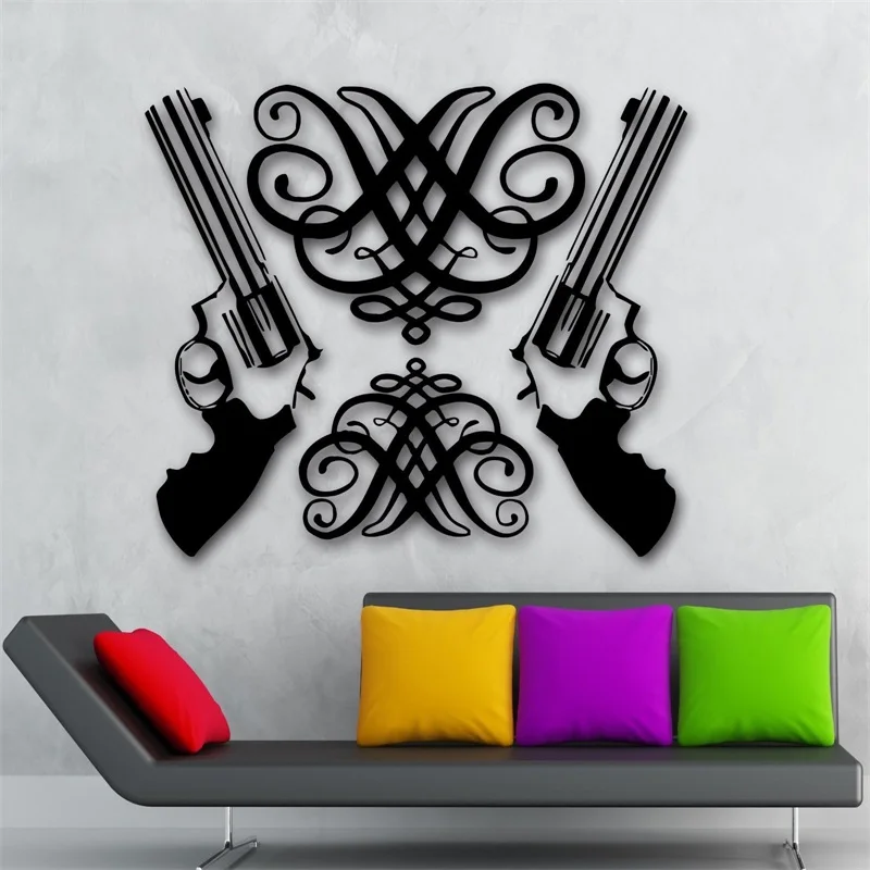 Gun Wall Stickers Vinyl Decal Revolver Weapons Great Room Shooting Range Gun Wall Stickers Vinyl Decal Revolver Weapons Great Room Shooting Range