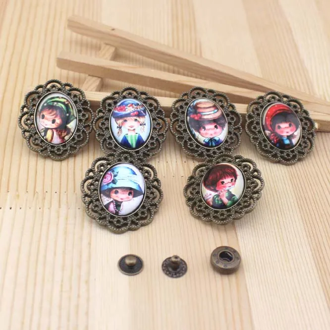 

cute Cartoon Boys hat girls pattern gem Oval Snap button 35*42MM DIY Handmade Sewing quilt decoration Bag accessories 6 pcs/lot