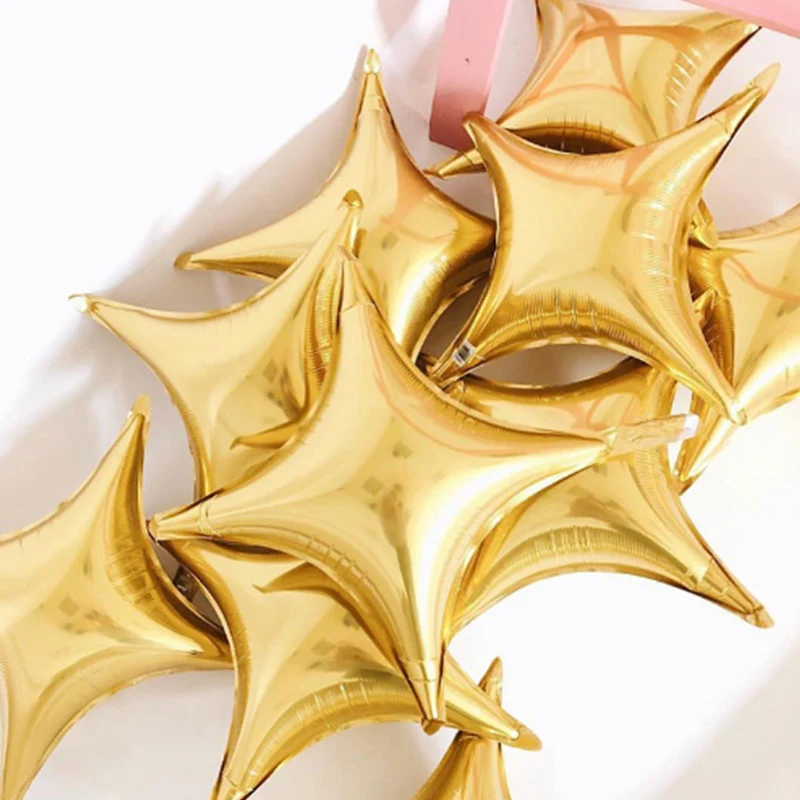 

50pcs 10/26inch Gold Four-pointed Star Balloon Valentine's Day Wedding Foil Balloons Birthday Party Decoration Silver Blue Star