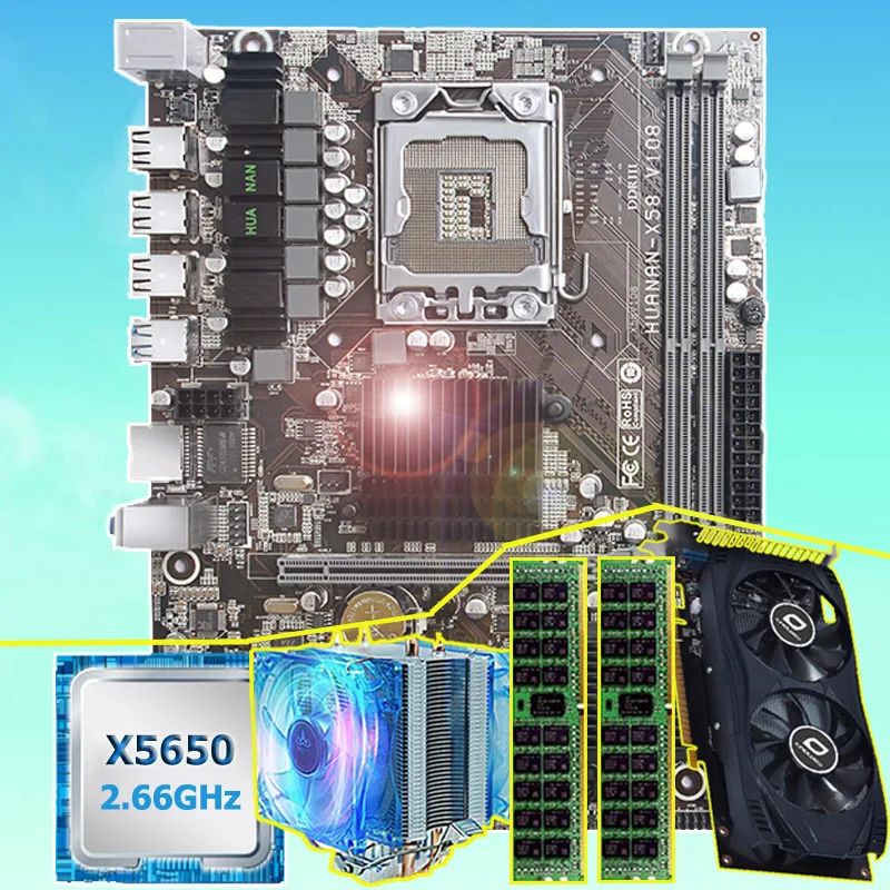 Brand motherboard bundle HUANAN ZHI X58 motherboard with CPU Intel Xeon X5650 16G(2*8G) REG ECC