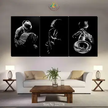 

3 Pieces Black Cool Men Classical Musical instruments Large Canvas Art Wall Pictures Canvas Prints Artwork Wall Pictures