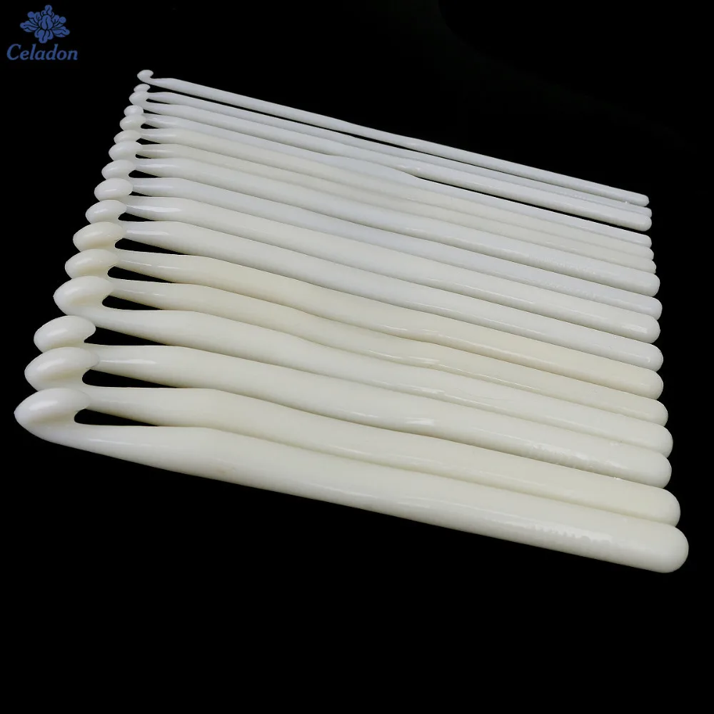 3mm 4mm 5mm 6mm 7mm 8mm 9mm 10mm Pure White Plastic Handle Crochet Hook  Knitting Needles Thick Head Tools DIY Sewing Accessories