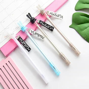 

30pcs/lot Lovely Cartoon Rabbit Streamer Gel Pen Black gel pen Office School Supplies Stationery funny gift For Kids 0.38mm
