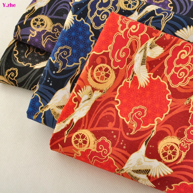 110 50cm 1pc Anese Kimono Fabric Bronzing Gold Cotton 110 50cm 1pc Anese Kimono Fabric Bronzing Gold Cotton Imported Crane Bird Printed Sewing Material Diy Clothing