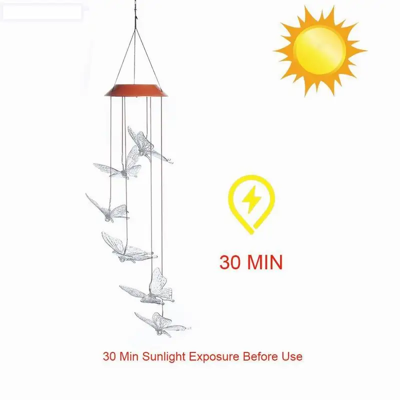 Chiclits Outdoor LED Solar Light Color-Changing Hummingbirds dragonfly Butterfly Wind Chime Lamp For Home Garden Decoration (2)