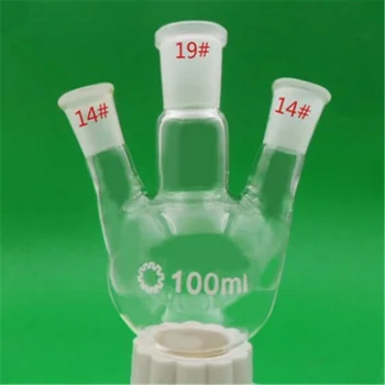 

100ml,19/26+14/23*2,3-neck,Round bottom Glass flask,Lab Boiling Flasks,three neck laboratory glassware