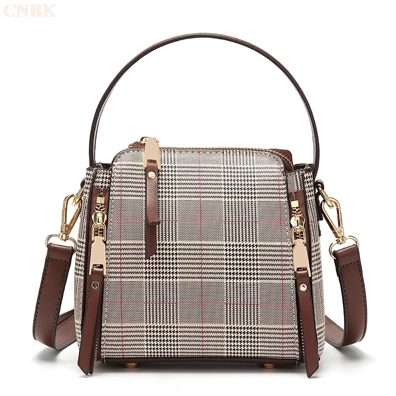 

Plaid bucket bag ins small bag 2019 new net red fashion simple student shoulder slung bucket female bag tide