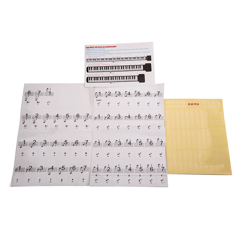 

Piano Keyboard Sticker Transparent Stave Note Memory Durable for 54 61 88 Key FH99