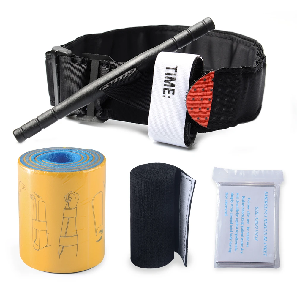 Military Tactical Tourniquets Stop Hemorrhages Bandage Emergency Blanket Life-saving First Aid Outdoor Pack