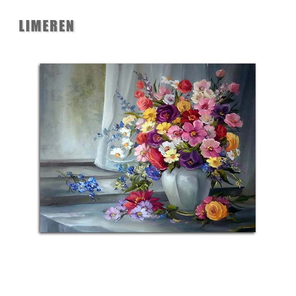 

Creative Diy Home Decor Frameless Coloring On Canvas Colorful Flowers Picture Oil Painting By Numbers Handwork For Special Gift