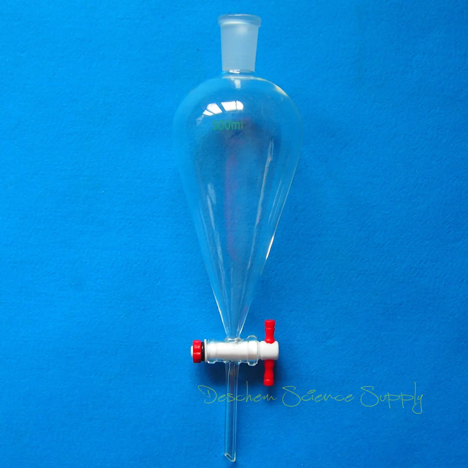 500ml,24/40,Glass Separatory Funnel,Pear Shape,PTFE Stopcock,Straight