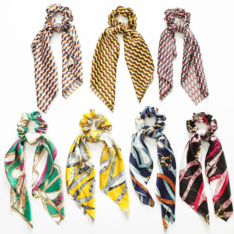 

Floral Print Scrunchie Women Hair Scarf Elastic Bohemian Hairband Bow Hair Rubber Ropes Girls Hair Ties Accessories