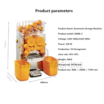 

Stainless Steel Automatic Slow Juicer Electric orange Juice Machine Cold Press Extractor fruits Squeezer