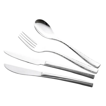 

4pcs/set Stainless Steel Fork Knife Spoon Set Tableware Cutlery Dinner set Silverware Christmas high Quality Gift Hammered Dots