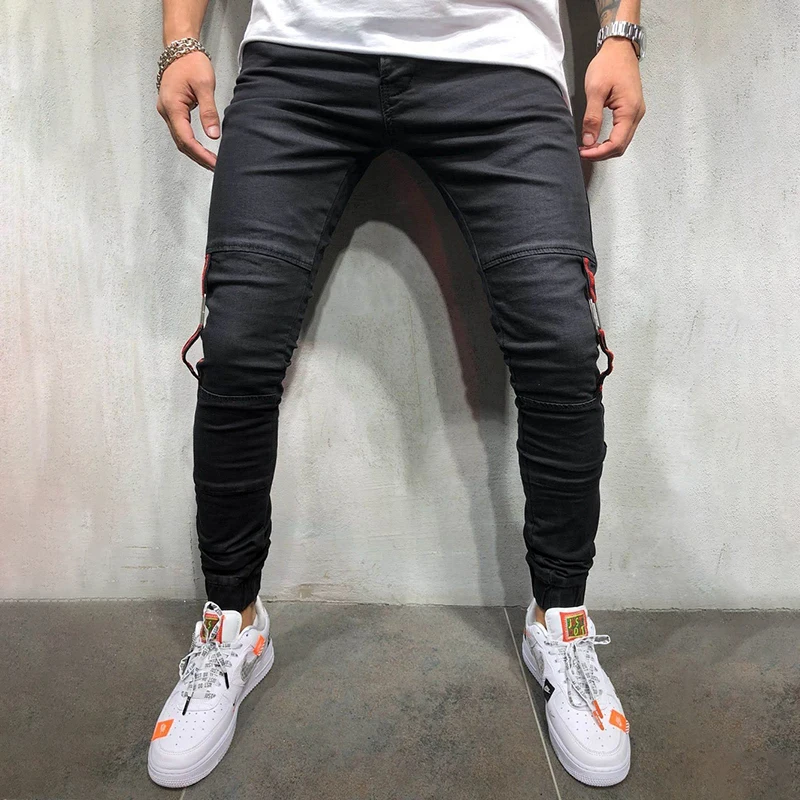 Skinny Jeans Men Red Stripe Mens Skinny 
