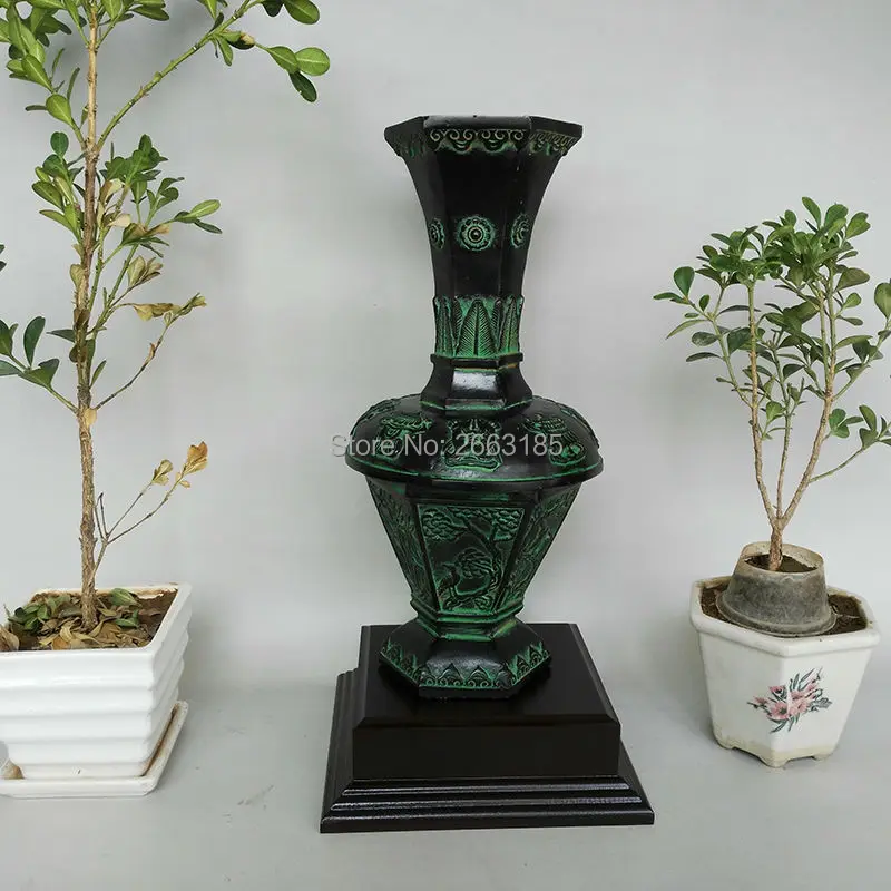 

Hot Sales Delicate Chinese Antique Bronze Art Decor Long Flower Vase Caven variety of flowers Home Decoration