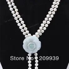 Красивая жемчужина нефрита цветок ожерелье серьги комплект ювелирных изделий