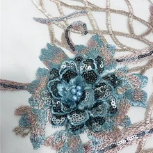 Высококачественный 3d Материал H-194150 французская чистая кружевная ткань вышитая Тюлевая кружевная ткань с камнями для милого платья