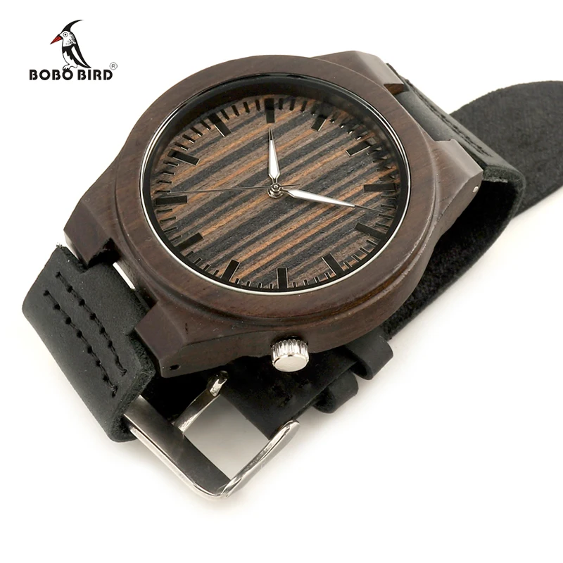 BOBO BIRD Brand Wooden Men's Watches with Real Leather Strap Japan Move' Quartz Wood Wristwatch for Men relogio masculino C-B13