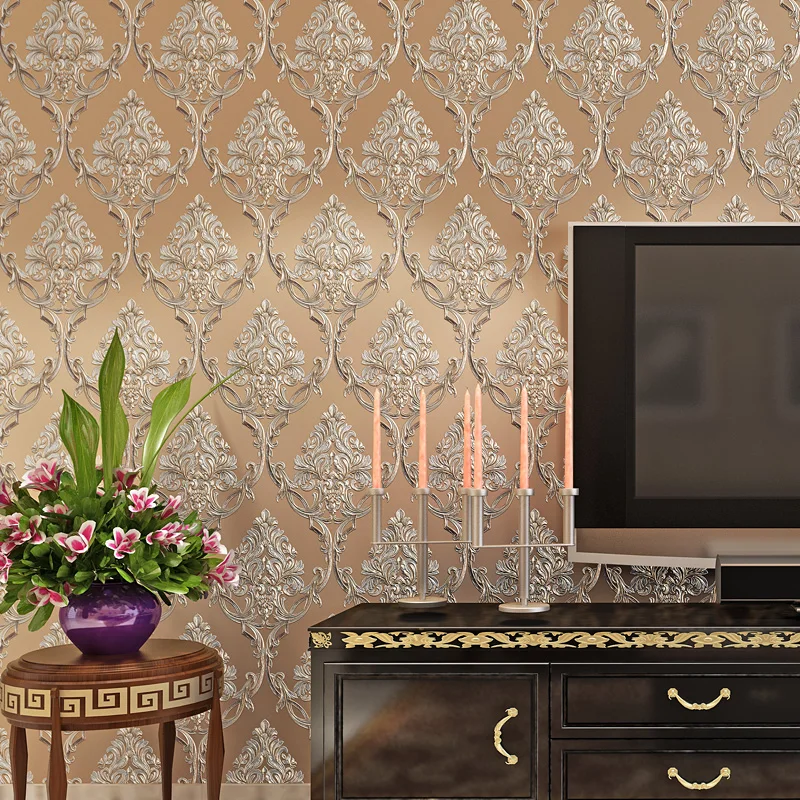 papier peint European Damask Wall Papers Home Decor Flower Blue Wallpaper Roll for Living Room Bedroom Walls Mural 3D behang