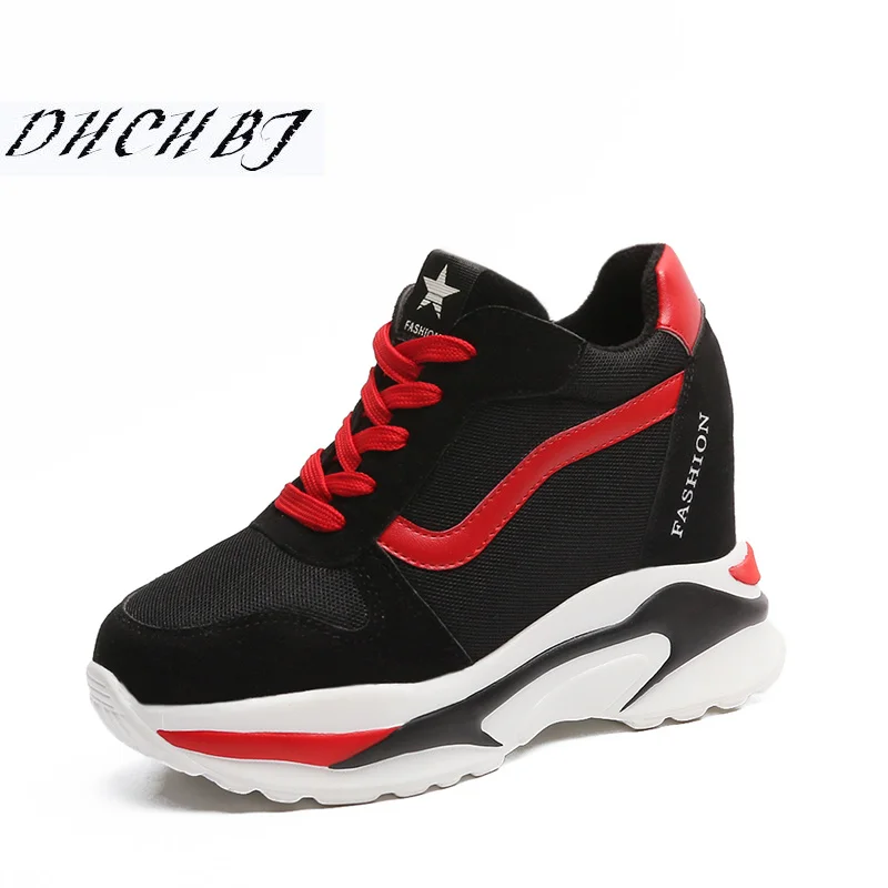 

2019 Platform Sneakers Woman Vulcanize Shoes Canvas Women High Platform Spring Ladies Casual black Sneakers Autumn Shoes