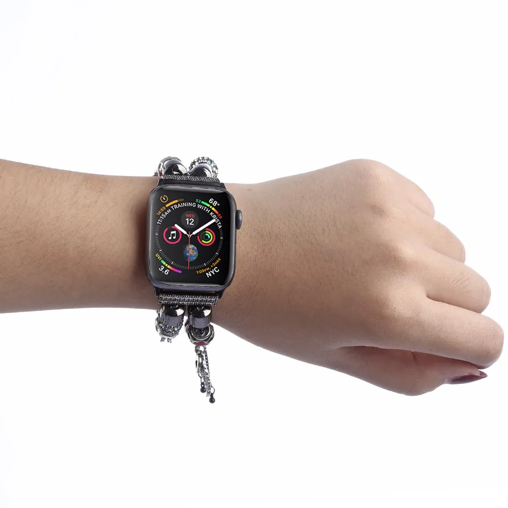 Роскошный ювелирный декоративный ремешок для apple watch, браслет с агатом и драгоценным камнем для iWatch 38 мм 42 мм 40 мм 44 мм Серия 1 2 3 4