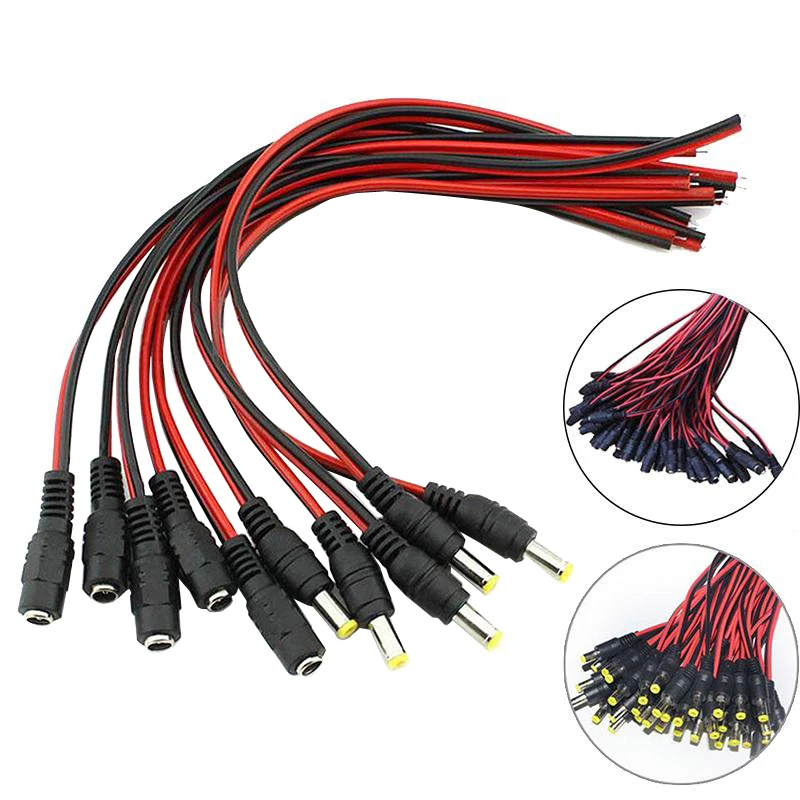10Pcs 12V Male Female DC Jack Cable 26cm 5.5 * 2.1mm Power Socket Plug adapter plug power supply Wi - 33034876045 10Pcs 12V Male Female DC Jack Cable 26cm 5.5 * 2.1mm Power Socket Plug adapter plug power supply Wi - 33034876045