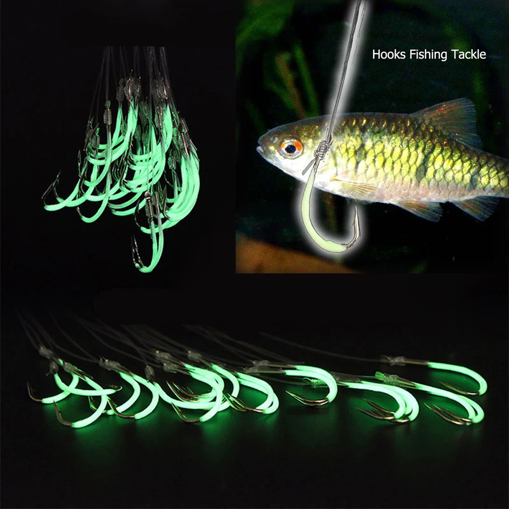 

30PCS Hooks Luminous Fishing Tackle Authentic phosphorescent Outdoor Sports 3 Size Free Shipping