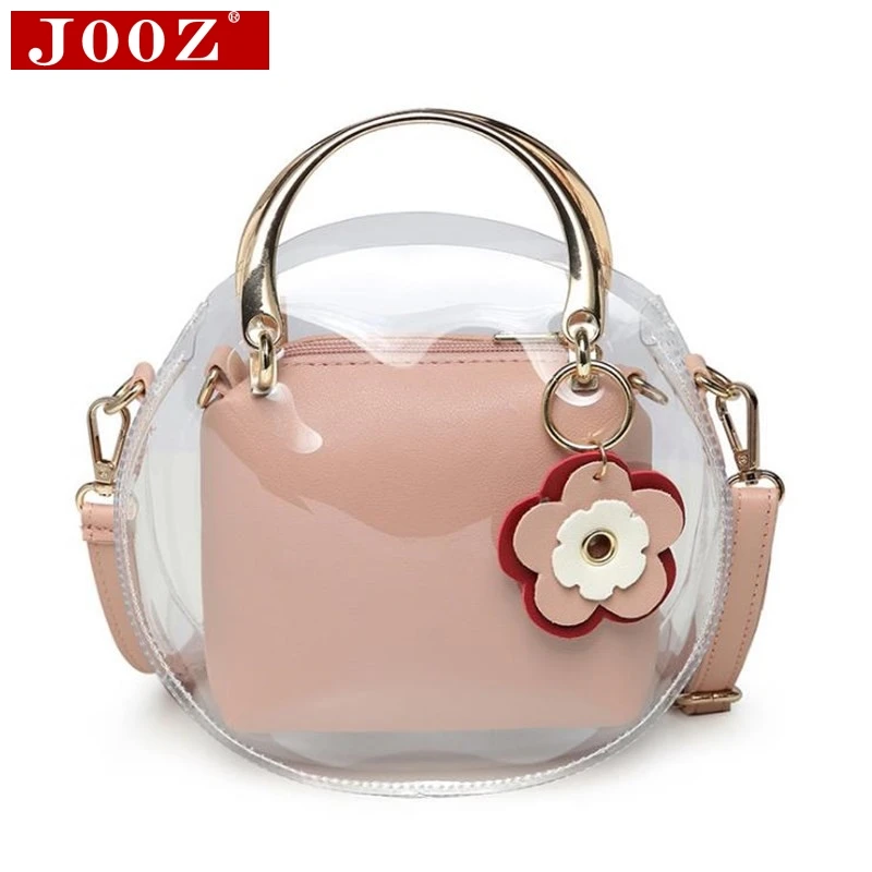 Модная круговая прозрачная сумка летние прозрачные женские Наплечные сумки Мини составные сумки милые с цветочным рисунком женские сумки на плечо