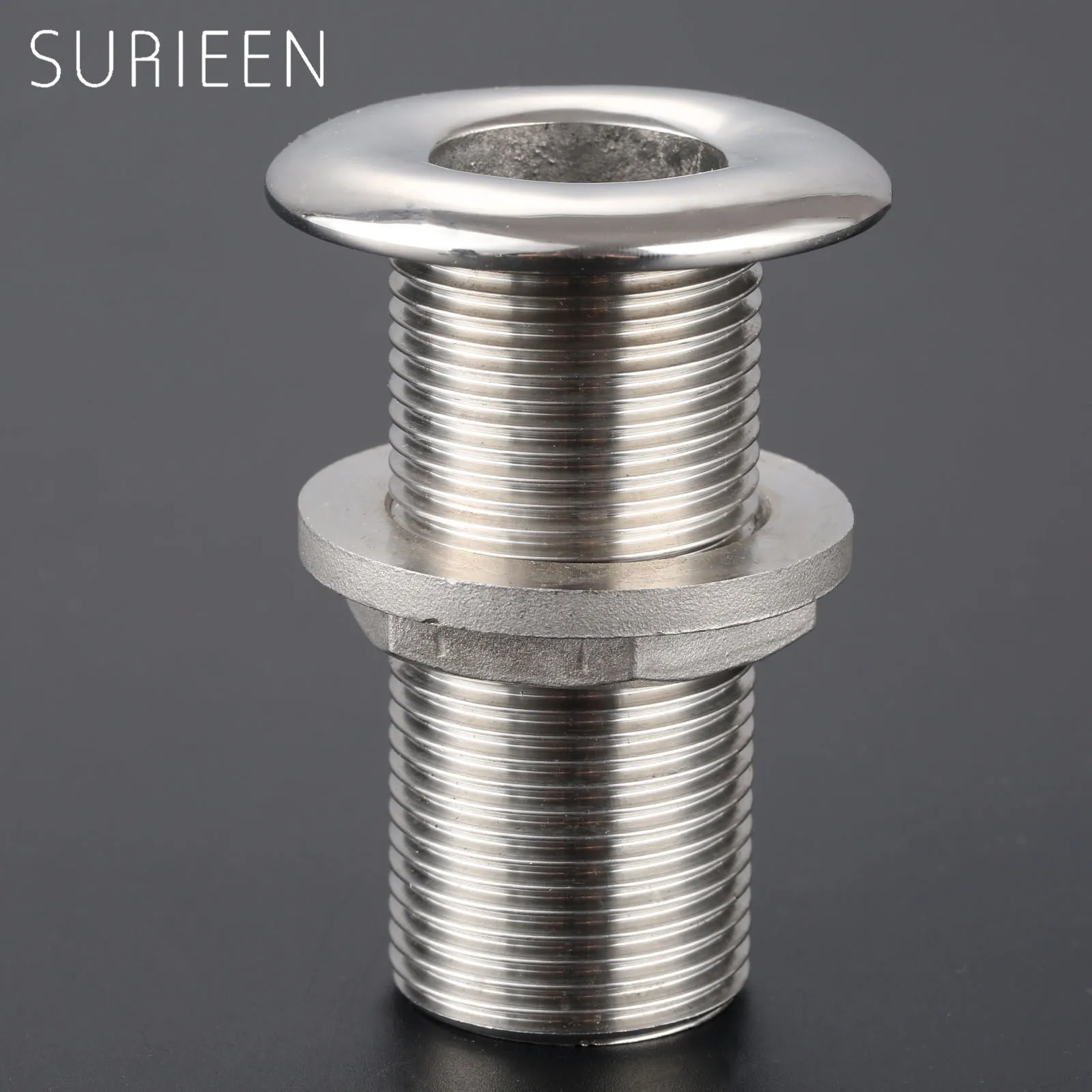 SURIEEN Silver Fit 1" Boat Hose Barb High Quality 316 Stainless Steel Thru Hull Water Drain Boat Yacth Marine Hardware Fittings