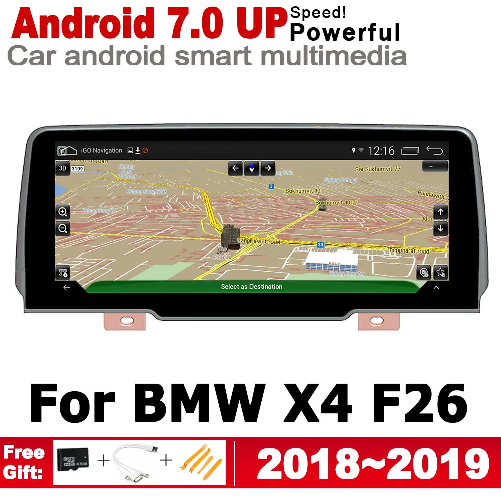 

For BMW X4 F26 2018~2019 EVO IPS Android 2 DIN Car DVD GPS Navigation map multimedia player Stereo radio WiFi system bluetooth