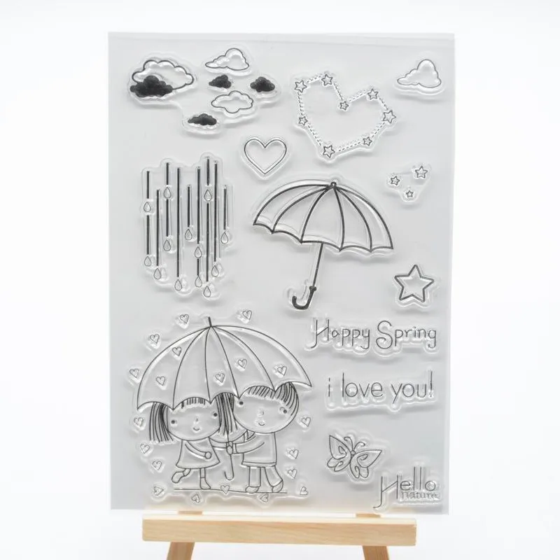 

Happy spring Transparent Clear Silicone Stamp/Seal for DIY scrapbooking/photo album Decorative clear stamp sheets