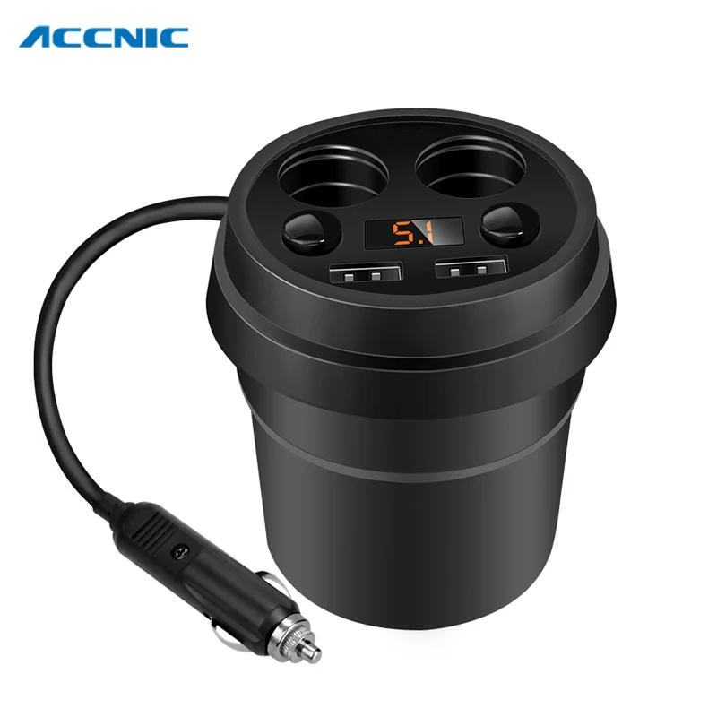 

Car Charger 2 USB DC/5V 3.1A Cup Power Socket Adapter Cigarette Lighter Splitter Mobile Phone Chargers With Voltage LED Display