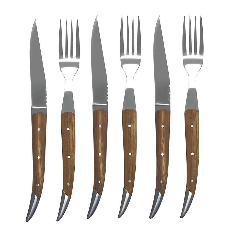 Flatware Set with Zebra Wood handle, Stainless steel Portable Travel Silverware Dinnerware Set, Includes Knives and Forks Flatware Set with Zebra Wood handle, Stainless steel Portable Travel Silverware Dinnerware Set, Includes Knives and Forks