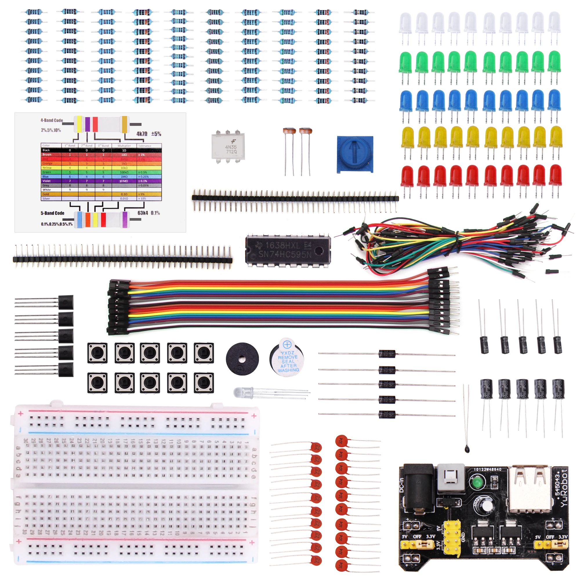 For Arduino kit Power Supply with Module Breadboard Cable Resistor