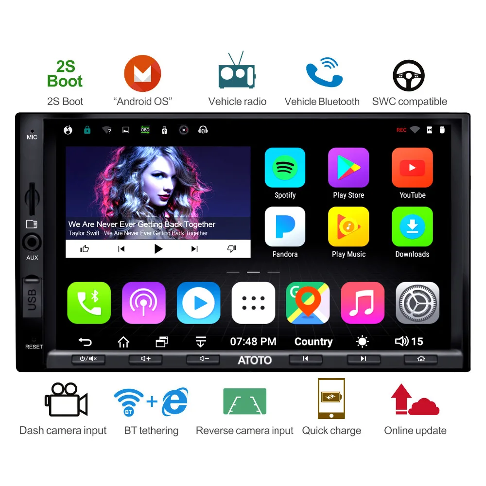 Автомобильный GPS навигатор ATOTO A6 2Din Android стерео плеер 2 * Bluetooth A6Y2721PB ГБ + 32 ГБ/2 А