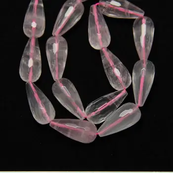 

Natural Pink Quartz Crystal Loose Beads Middle Drilled Pendants strand,Faceted Teardrop Raw Crystals Cut Beads Spacers Bracelet
