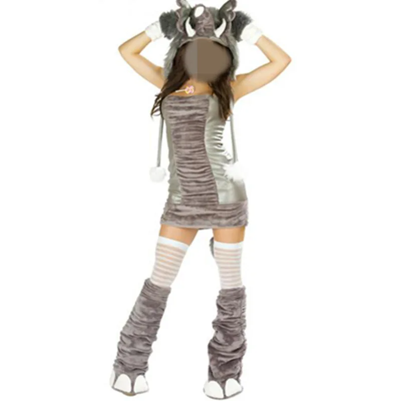 Fancy Masquerade Woman's Sexy Cosplay Costumes Animal Leather Fur
